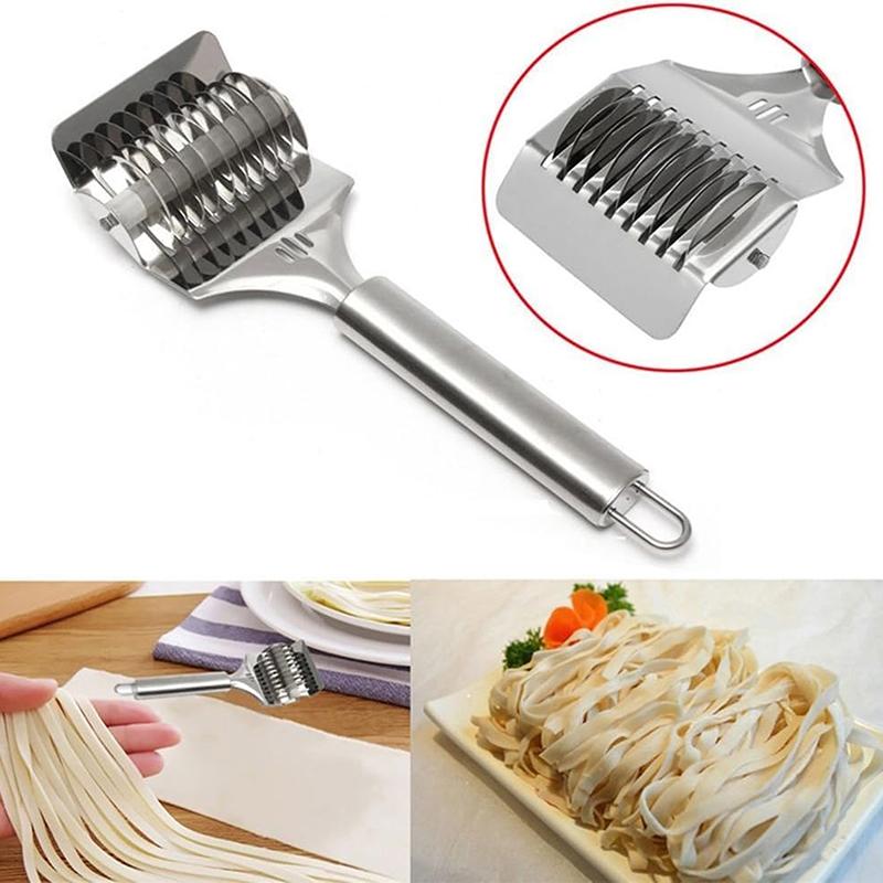 

Manual Pasta Noodle Cutter Stainless Steel Pasta Spaghetti Maker Noodle Lattice Roller Dough Cutter Cooking Tools Kitchen Gadget one size