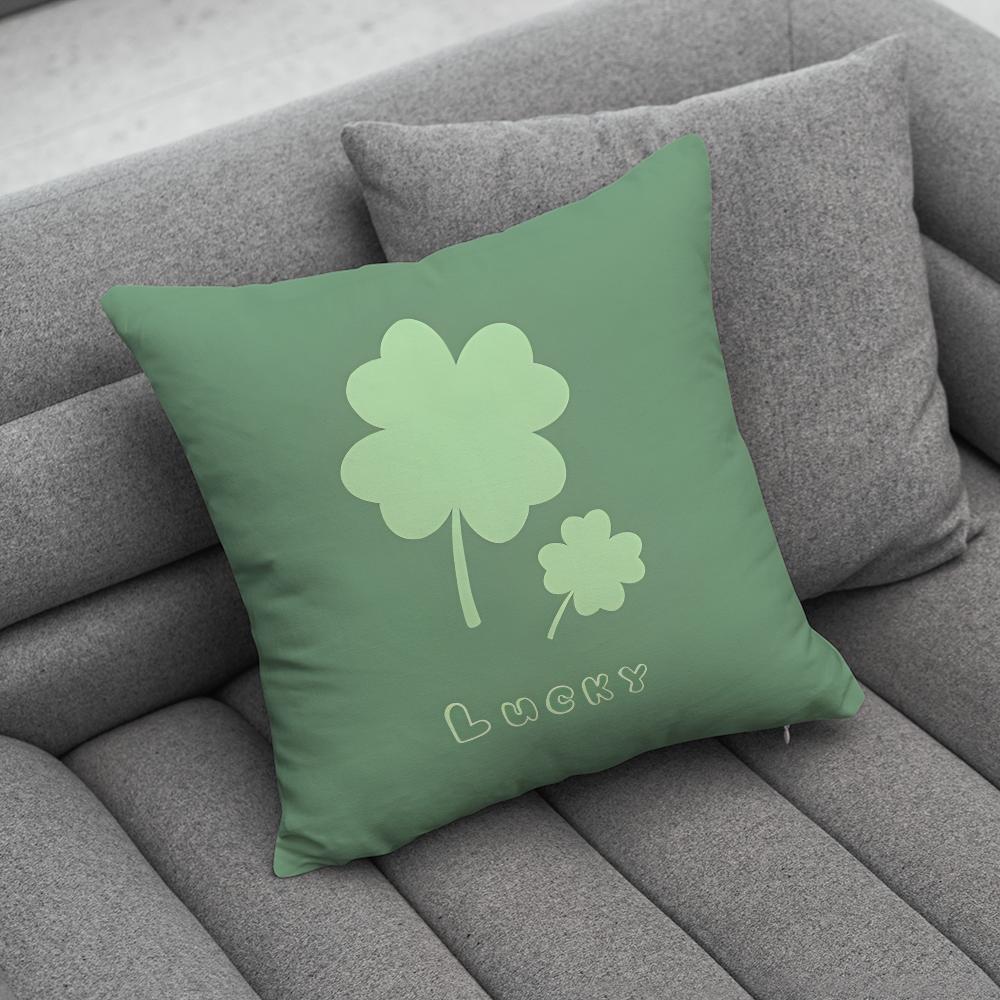 Lucky Four Leaf Clover Pillow Case Soft Cushion Cases for Farmhouse Sofa Decor Home Decorations and Protector