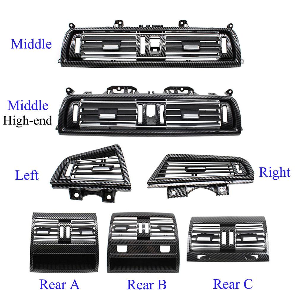 Carbon Fiber Front Rear Left Right Chromed AC Vent Grille Outlet Cover Panel For BMW 5 Series F10 F11 F18 520 525 528 530