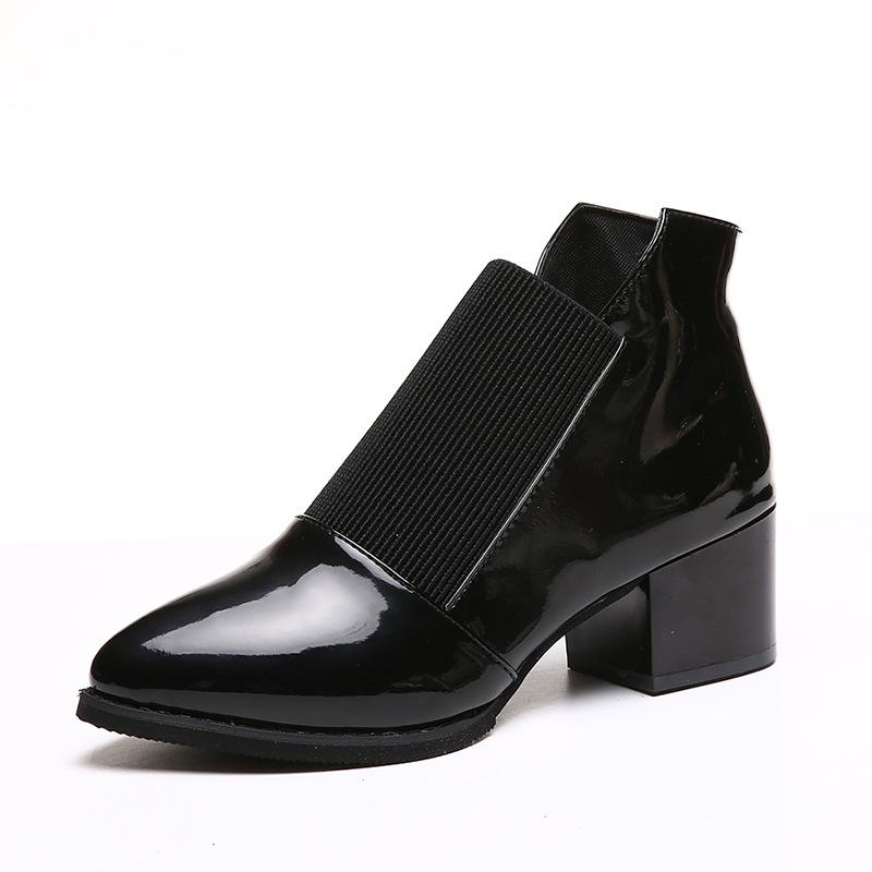 

Туфли на высоком каблуке со стразами, обувь для танцев, женские зимние новые модные ботильоны из натуральной кожи 35 чёрный