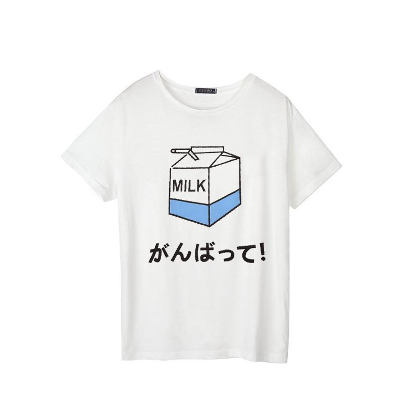 

Japanese Milk Pink Cute Girl Cartoon Peach Casual Large Size Summer Female Short-Sleeved Harajuku T-Shirt XXXL білий