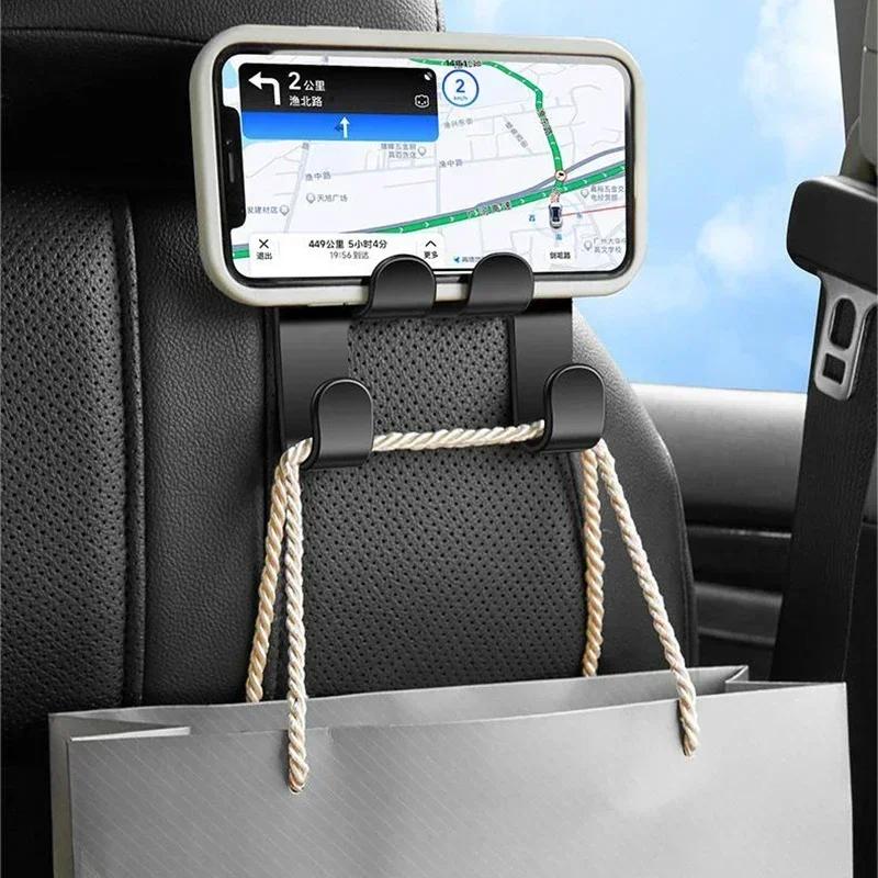 Car Seat Headrest Hook Hanger Black Storage Organizer Universal for Umbrella Purse Coat Fit Universal Vehicle Car Holder Black