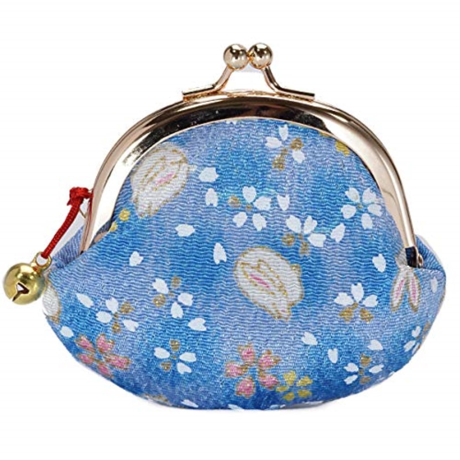 

Kyoto Geibido Rabbit Pattern Clasp Wallet with Made in Japan Kyo-Yuzen 2.6-inch Bell, (Blue) синій