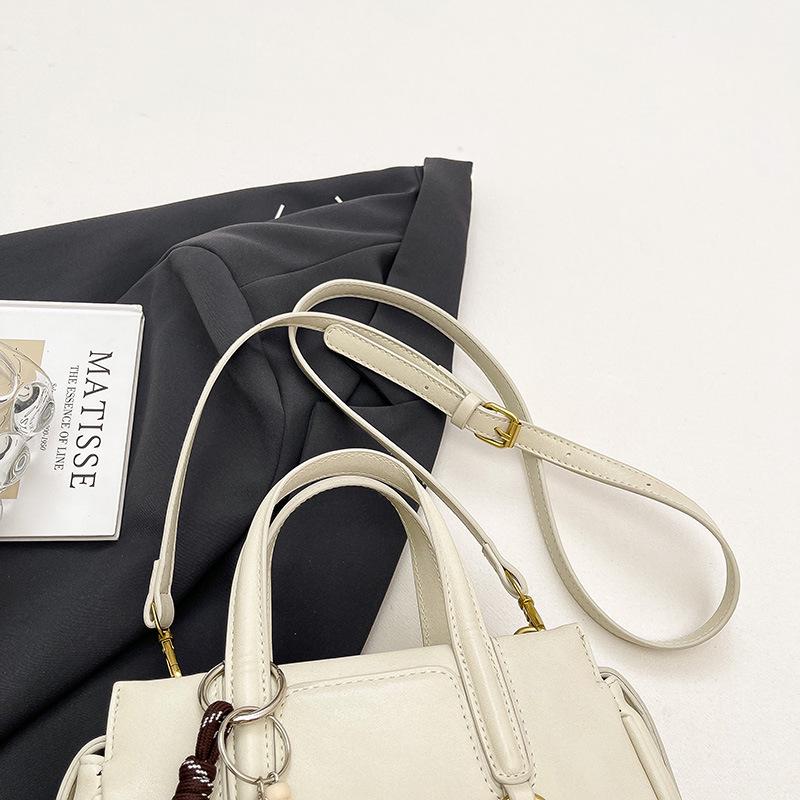 Retro Korean-Style Solid Color Boston Handbag - Women's Single Shoulder Crossbody Bag