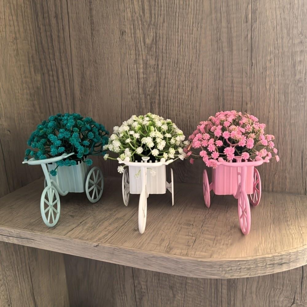Country Tyle Mini Bicycle Ornaments Miniature Garden Artificial Flowers Ornaments Desk