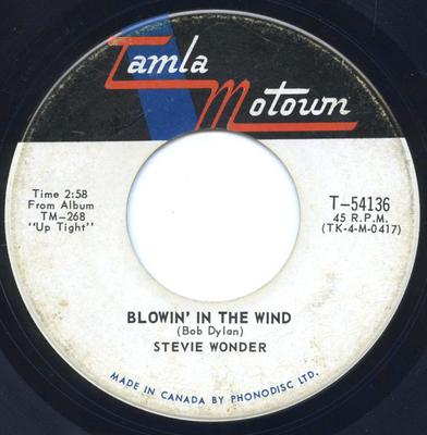 7inch Record STEVIE WONDER - Blowin' In The Wind  T54136 Tamla Motown 1966 Canada Soul/Funk Used