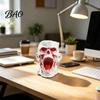 Dark Home Office Decor Gothic Skull Pen Holder, Realistic Zombie Head Makeup Brush Organizer, Large Capacity Desktop Niche Art Piece Storage