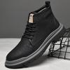 Men's Genuine Leather Martin Boots, Large Size, Soft Sole, Outdoor Work, Retro Plus Velvet, Warm, High-Top.