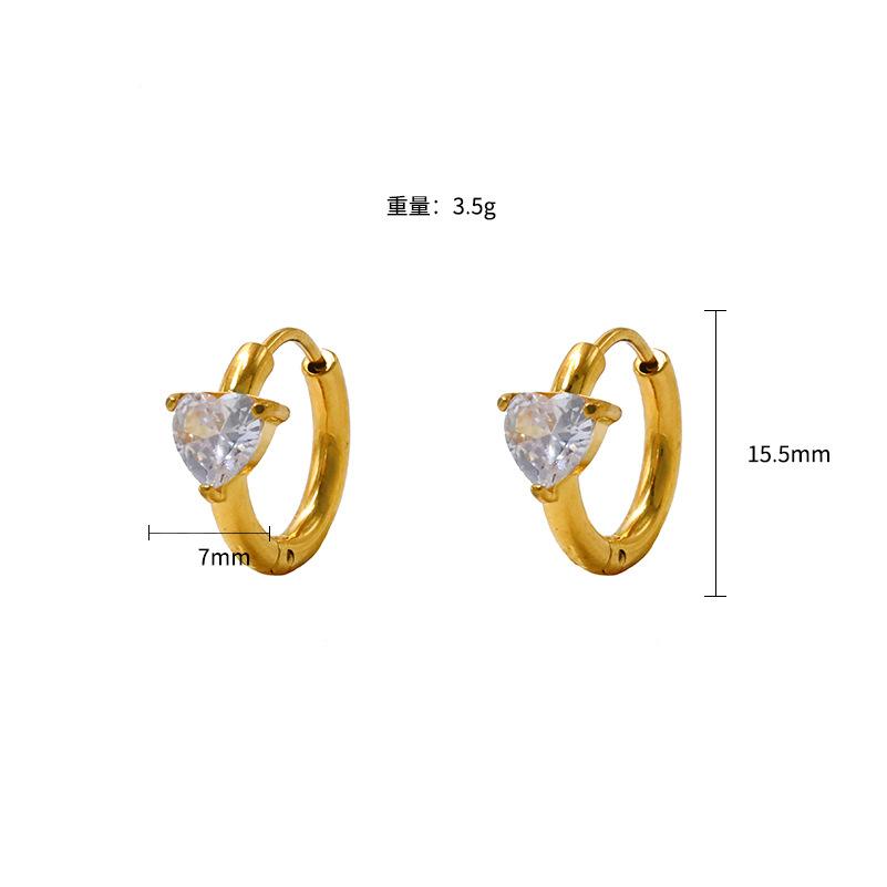 Stylish And Simple Women'S Geometric 316 Material Premium Sense 18K Gold Titanium Steel Rectangular Zircon Earrings