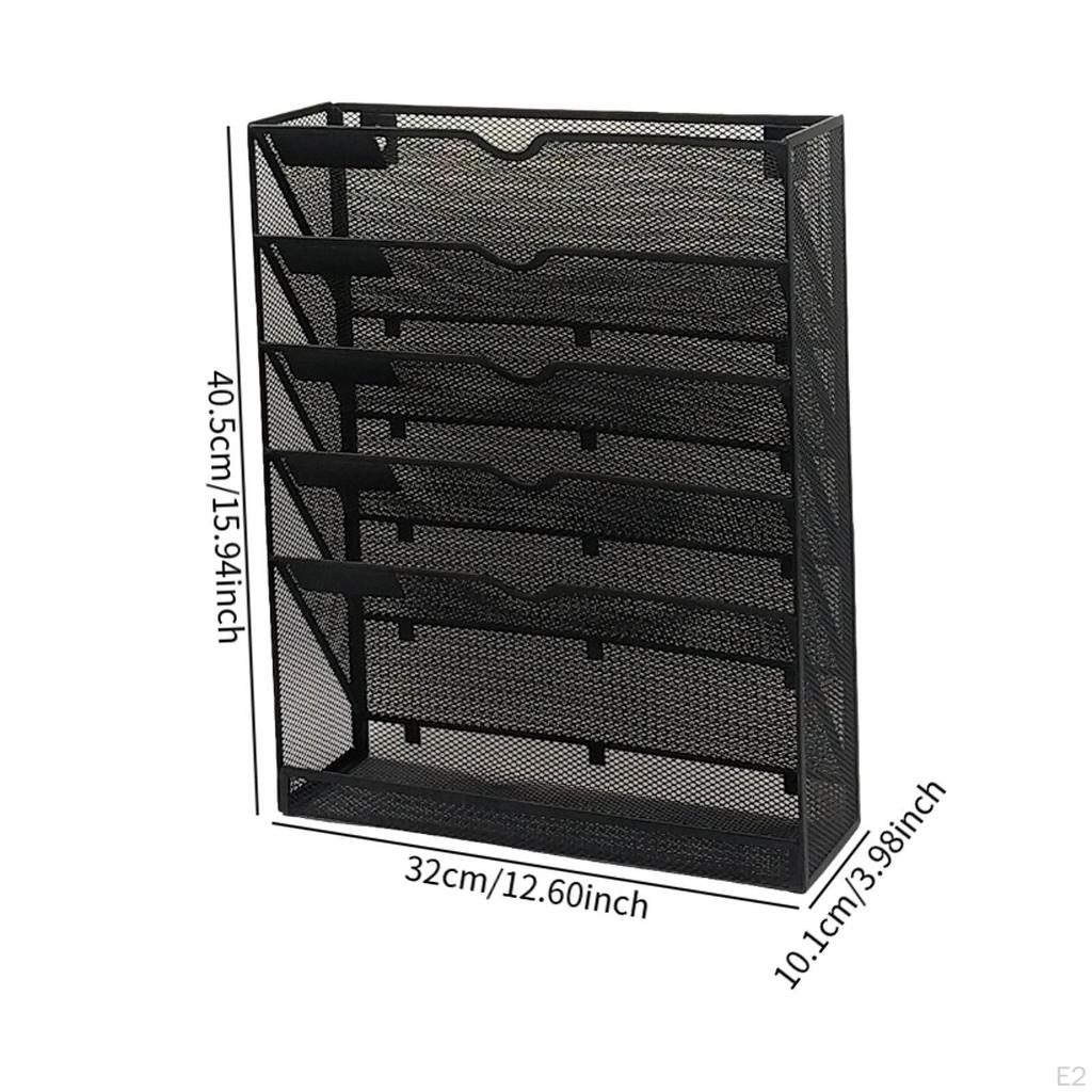 5 Pocket Wall File Holder Mounted Paper Folder Sturdy Space Saving Multifunctional