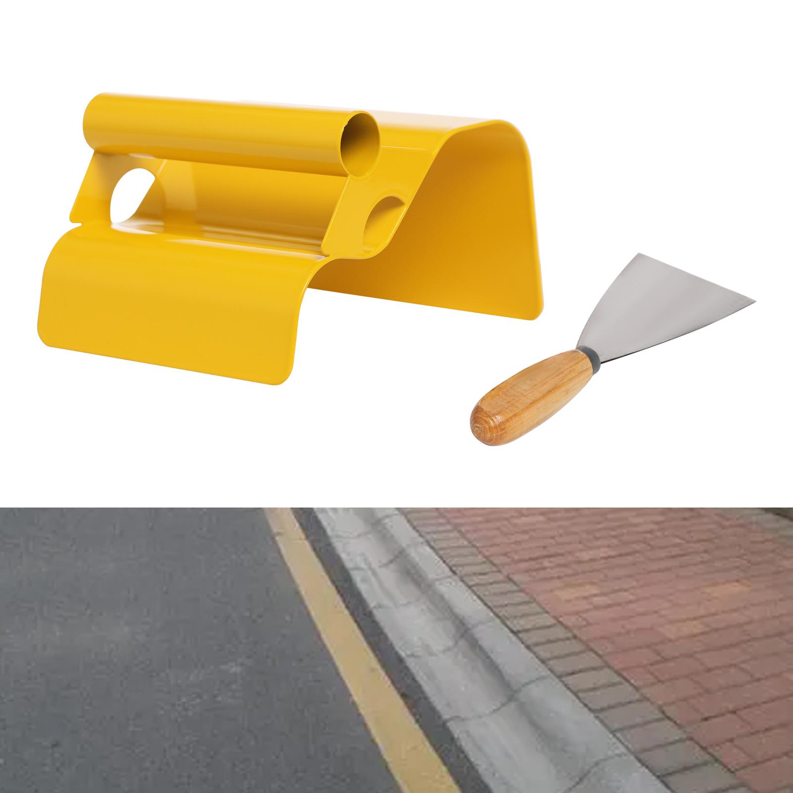

Concrete Curbing Stainless Steel Trowel,Silver/Yellow Flat/Wave/Slope Landscape Curb Trowel with Putty Knife for Road,Ground