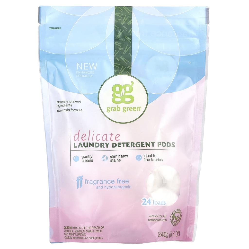 Laundry Detergent Pods, Delicate Scent, Fragrance Free, 24 Uses, 240G(8.4Oz)