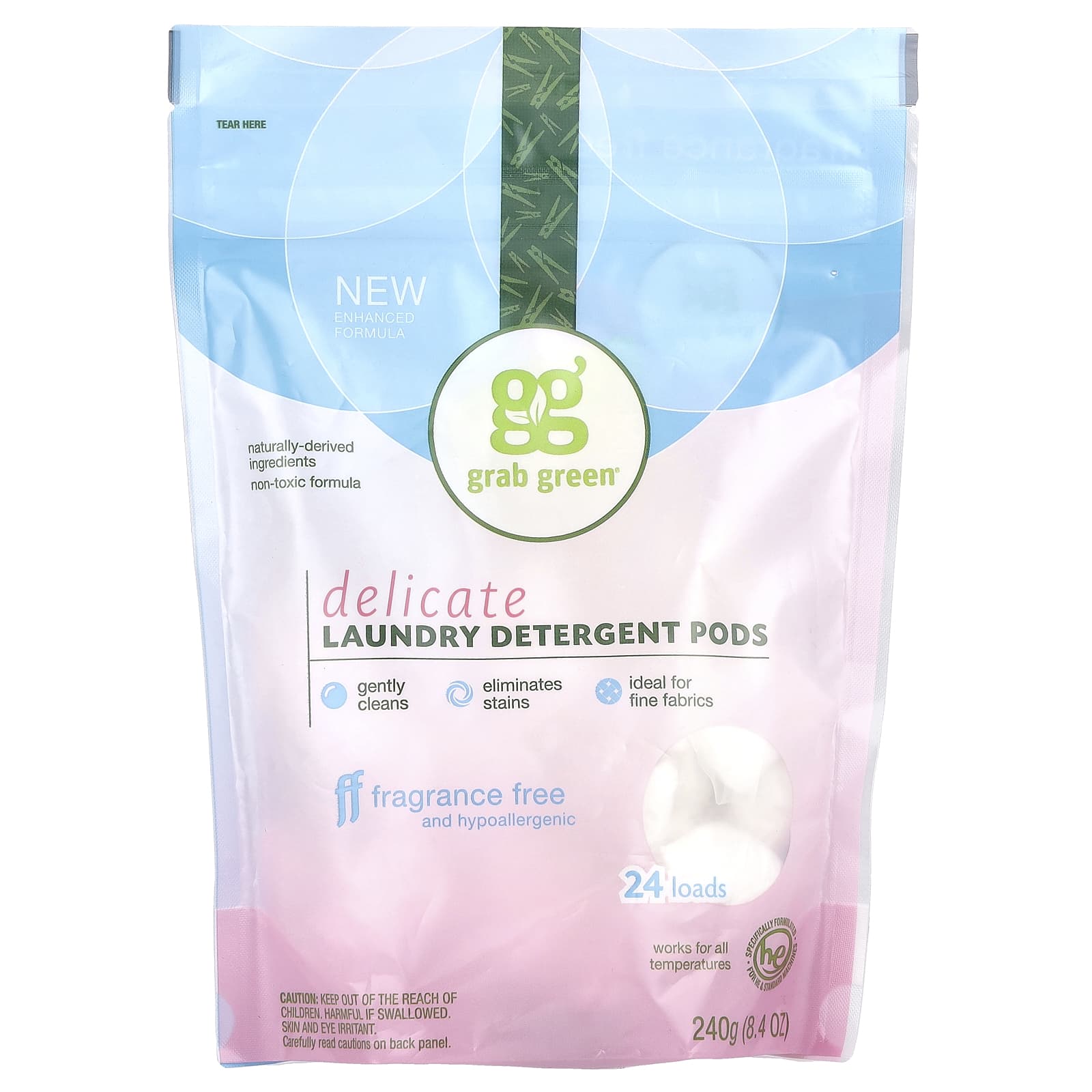 

Laundry Detergent Pods, Delicate Scent, Fragrance Free, 24 Uses, 240G(8.4Oz)