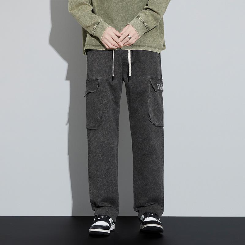 

Мужские высококачественные уличные брюки карго с широкими штанинами в стиле ретро и множеством карманов для бега, прыжков и альпинизма M (50 kg)