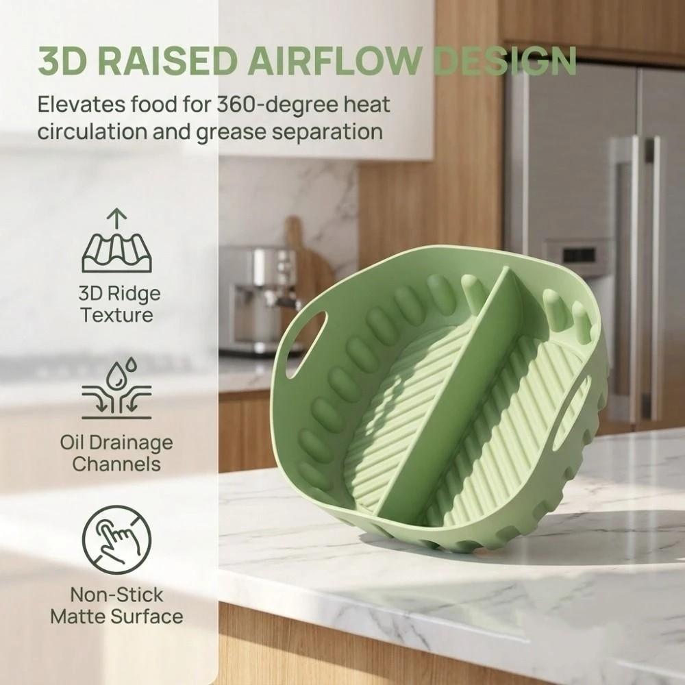 Flexible Silicone Air Fryer Liner Food Grade Circular Oven Basket Mat Air Fryer Accessories