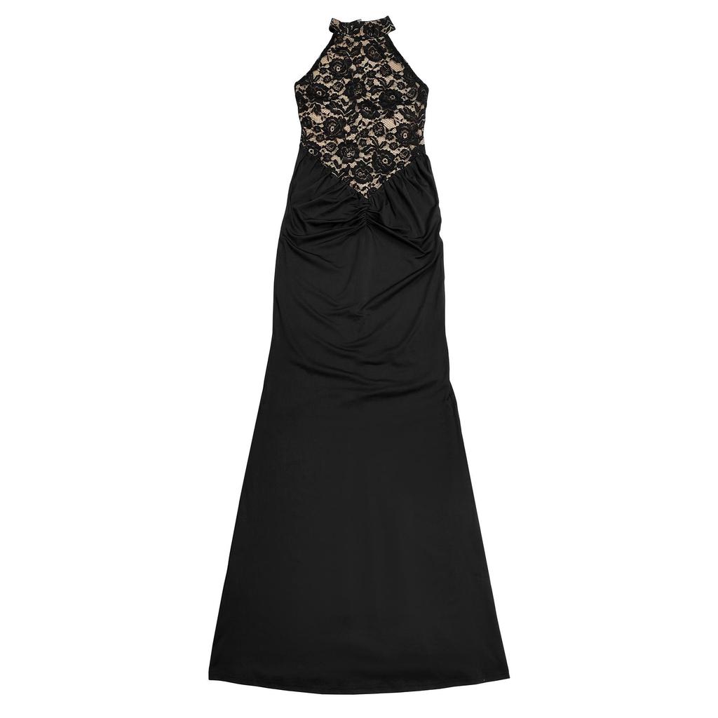 Women's Sexy Halter Lace Sleeveless Split Dress - European/American Fashion