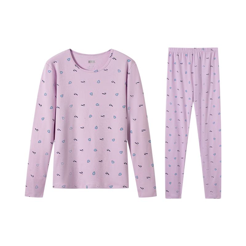 Yiershuang 5A Antibacterial 100% Cotton Women's Printed Thermal Underwear Set