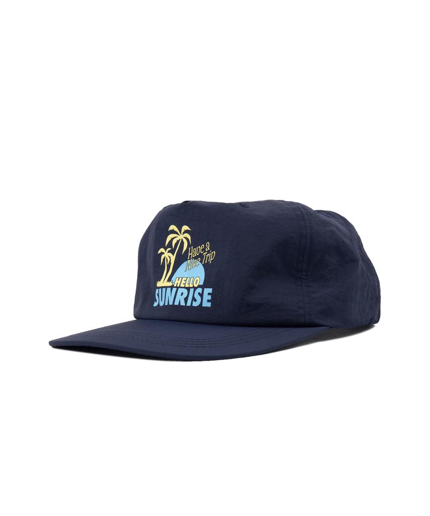 HELLO SUNRISE 90S Palm Tree Relaxed Fit 5Panel Cap_Navy