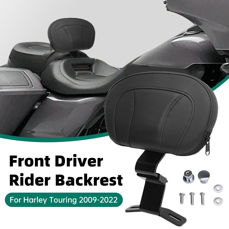Motorcycle Front Driver Rider Backrest Adjustable Black Mounting Kit For Harley Touring Road King CVO Street Glide 2009-2025 21