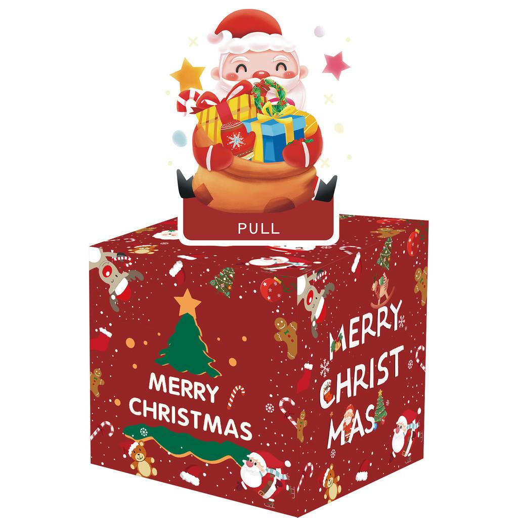 Claus Red Santa Pattern Paper Gift Box Christmas Decoration Atmosphere Prop