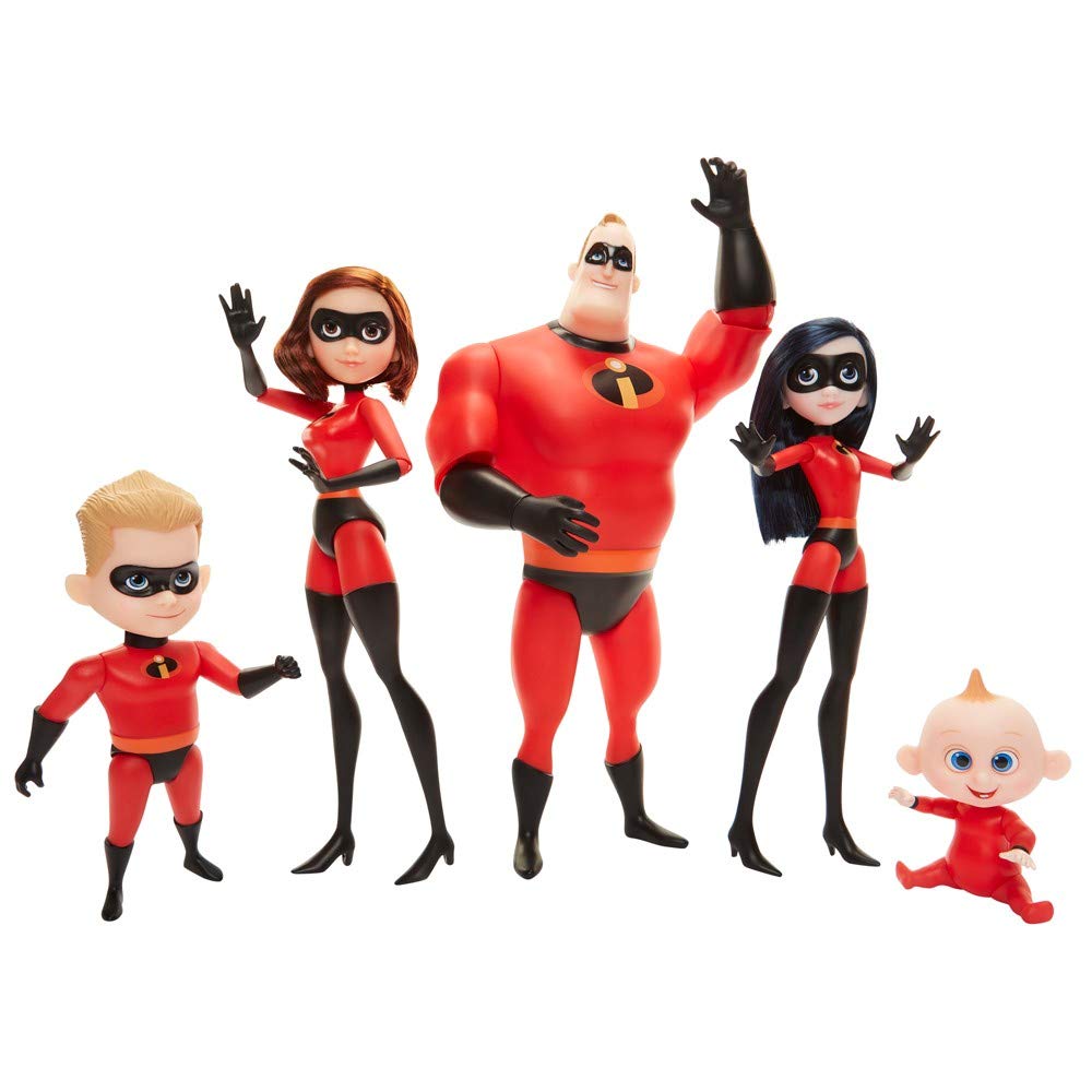 Incredibles Family 12 Inch Figure Set of 5 Disney Pixar Incredibles Incredibles Elastigirl Violet Dash Jack Jack Mr. Mr.