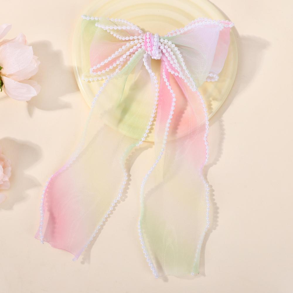 

Rainbow Chiffon Bow Ribbon Hair Clips for Women Girls Cute Colorful Long Tassel Ponytail Hairpins Headwear Hair Accessories