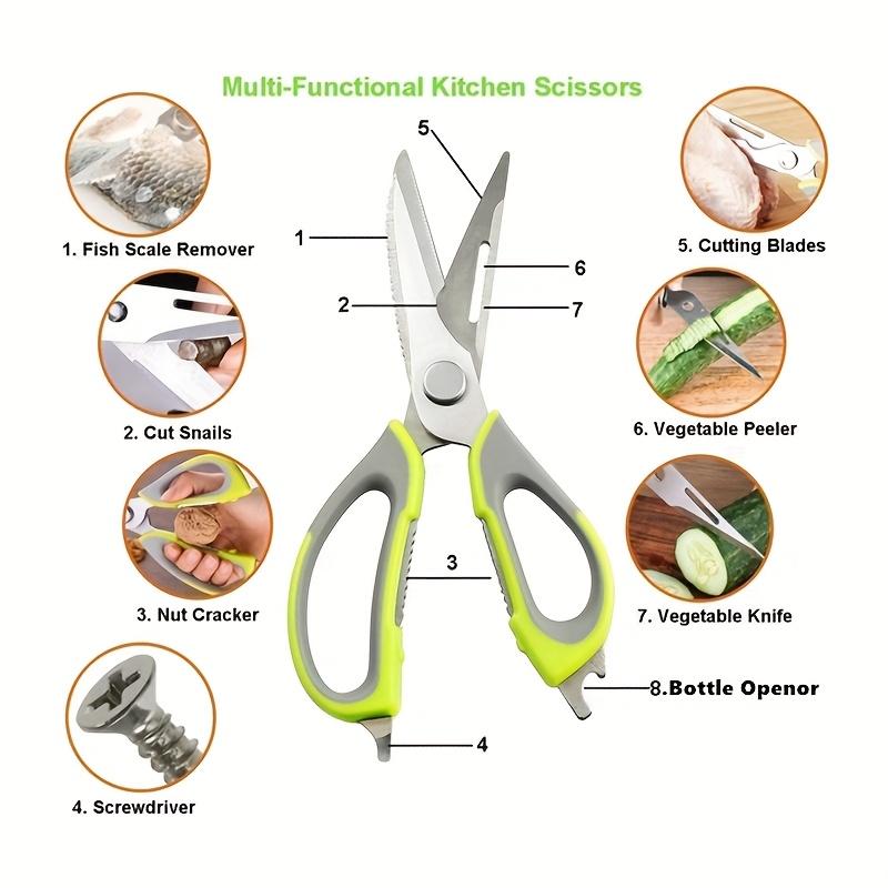 Multifunctional Kitchen Scissors with Magnetic Holder - Detachable Stainless Steel Food Scissors, Ergonomic Handles