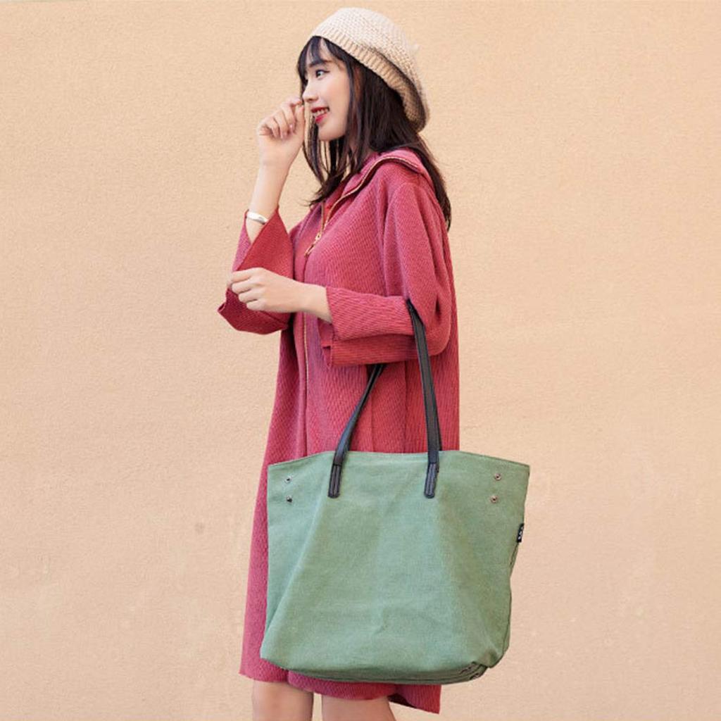 Conjunto de Bolsas Tote GOLWIS de 2 Peças, Lona, Bolsa Interna, Segunda Bolsa, Sacola Ecológica, Mãe, Casual, Simples, Rústico, Feminino, bag0036, Verde