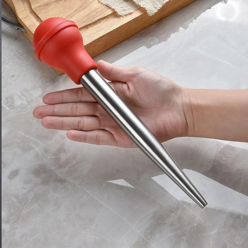 Needle Seasoning Syringe Stainless Steel Silicone Oil Suction Tube Turkey Pump With Cleaning And Sweeping Set Turkey Kitchen Tool Reusable Ya979