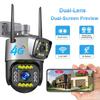New 8MP 4K Dual Screen Camara 4G/WiFi IP Camera Monitor Smart Home Outdoor Waterproof PTZ CCTV Camera V380 Pro Security Protection