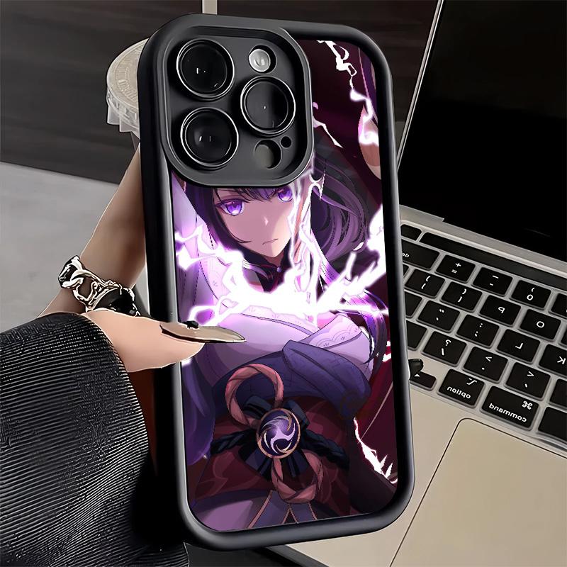 Phone Case for iPhone 17 Air 16E 15 16 Pro Max Genshin Impact Raiden Shogun Cover 14 Plus 13 12 Mini Soft Shell Silicone Fundas