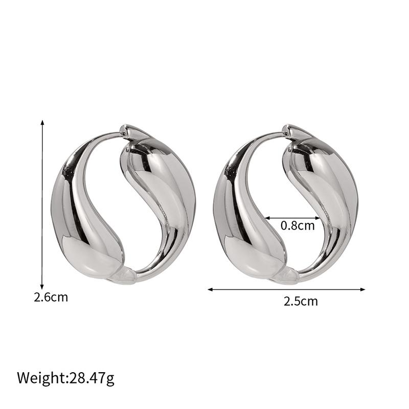 Unusual Solid Stainless Steel  Yin Yang Huggie Hoop Earrings for Women Chunky Statement Taiji Thick Ear Hoops Trend