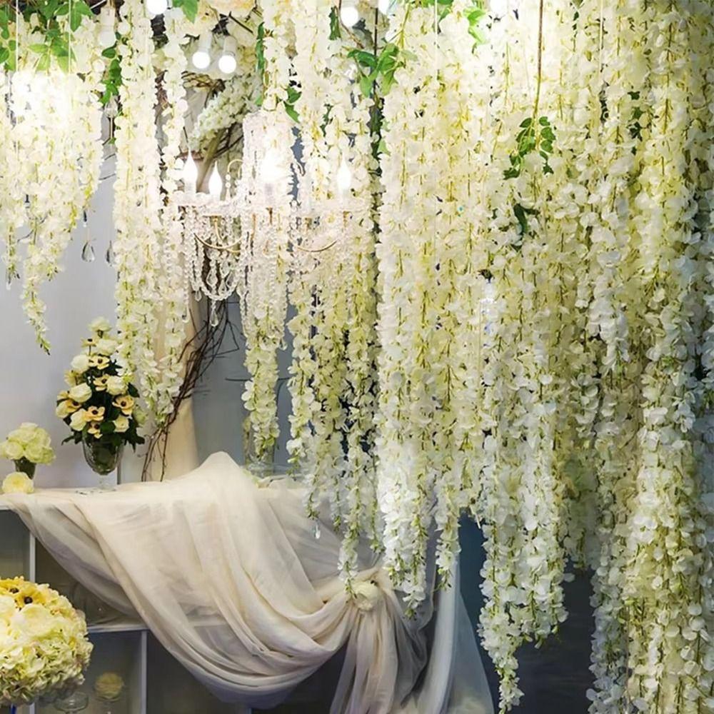 Hanging Simulation Wisteria Flowers 10 Branches Fake Silk Flower Vine Wall Decor