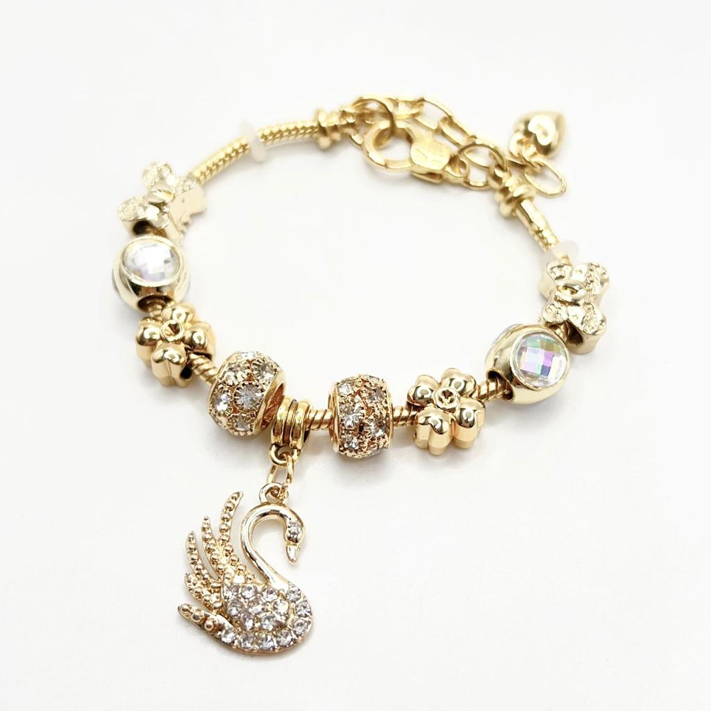 18K Gold-Plated Alloy Bracelet for Women - Charming Gold Flower Crystal Zircon Punk Valentine's Day Gift