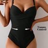 1011 Summer Women's Solid Color Sexy Suspender Slim European and American One-piece Swimsuit Hot Sale