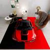 3D Sports Car Rug Yellow Black White Racing Stripes Modern Automotive Design for Living Room Bedroom Car Lover Decor Non Slip