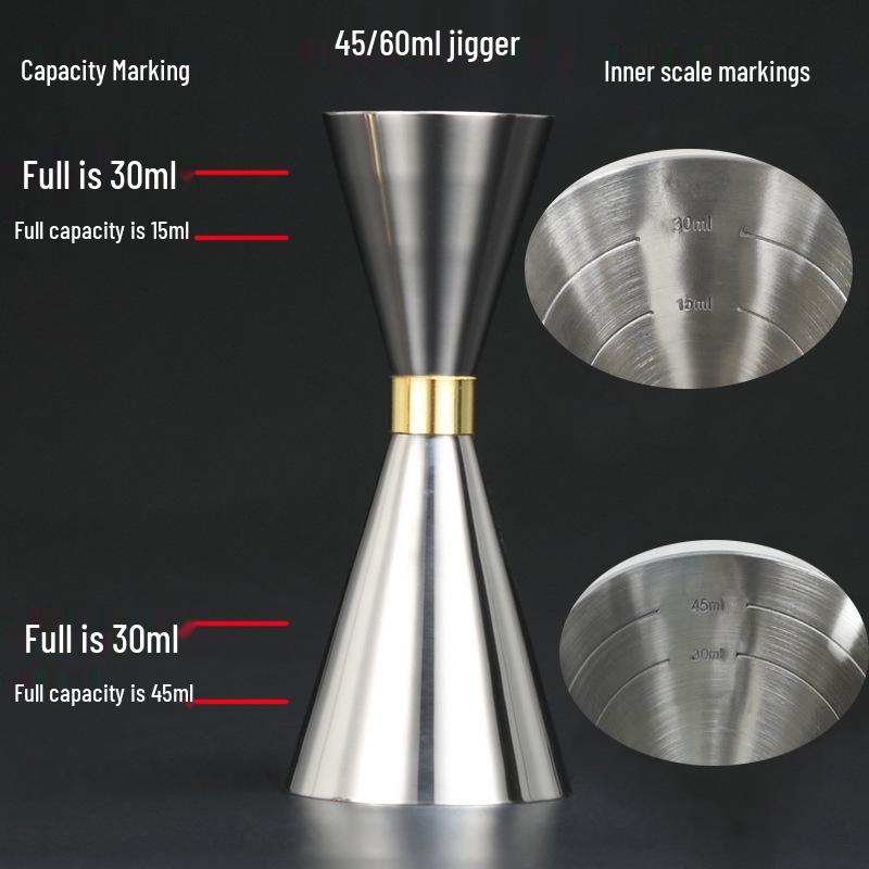 304 Stainless Steel Gold Ring Conical Jigger with Measurement Scale
