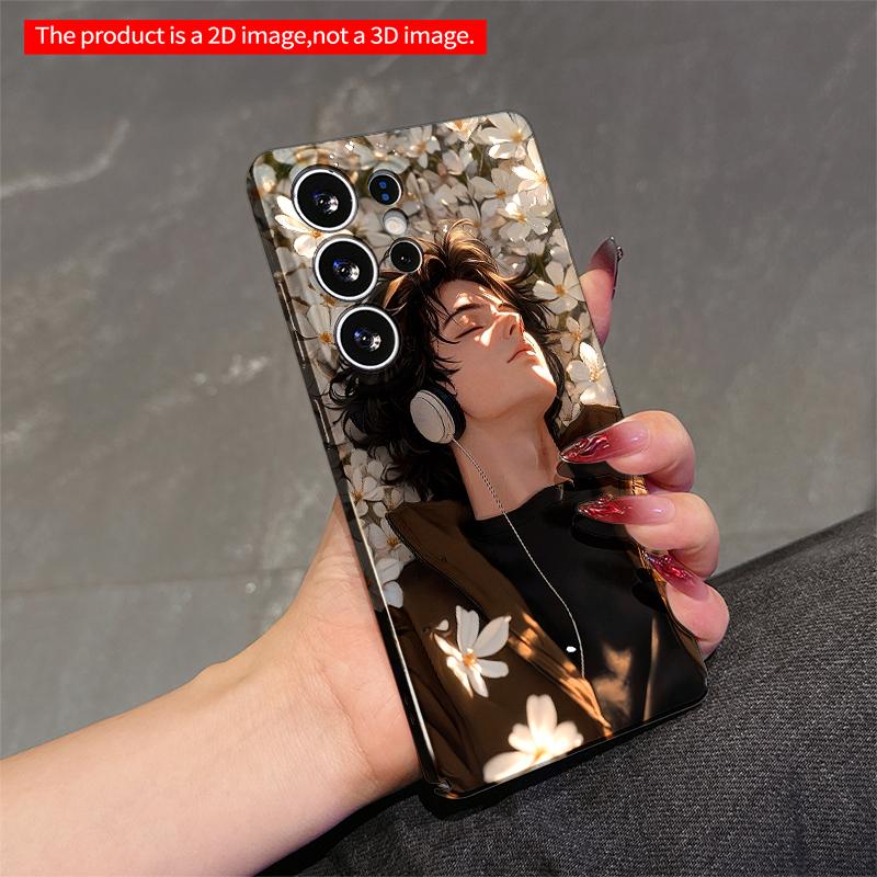2DFlat Samsung phone case Sunlit Floral Dream with Headphones Applicable to Galaxy S22 S23 S24 S25ULTRA S26 A12 A13 A14 A15 A16