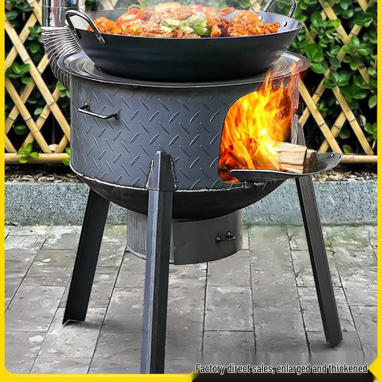 Portable Outdoor Camping Firewood Stove - Large Pot and Child Ground Pot Compatible