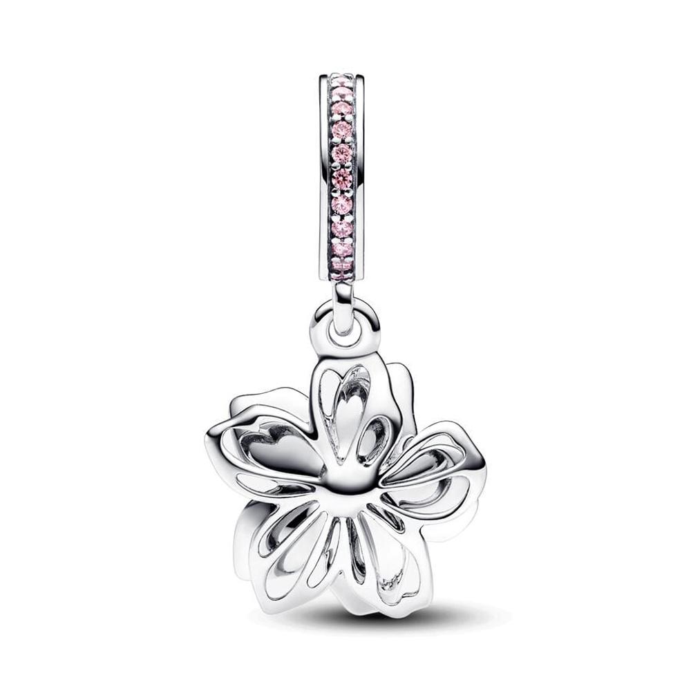 Nuovo Bracciale Fiore di Ciliegio Blu Ciondolo Fiore Fai da Te Gioielli da Festa per Donna Dolce Fascino Adatto per Pan Regali di Compleanno