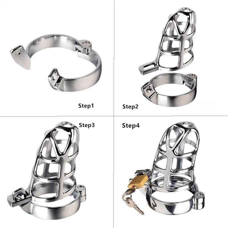 Penis Cock Ring Sleeve Lock Chastity Belt Sex Toys for Men Metal Cock Cage Male Chastity Device Lockable 40/45/50mm