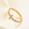 Fashion 316L Stainless Steel Channel CZ Zircon Cross Ring With Bright Elegant Crystal Engagement Rings for Women Grils Jewelry