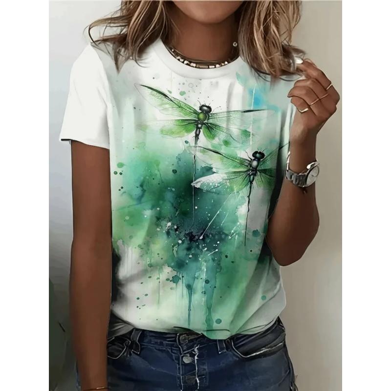 Creative 3D Printed Short Sleeved T-shirt Fashionable Comfortable Soft Breathable Large Loose Womens T-shirt