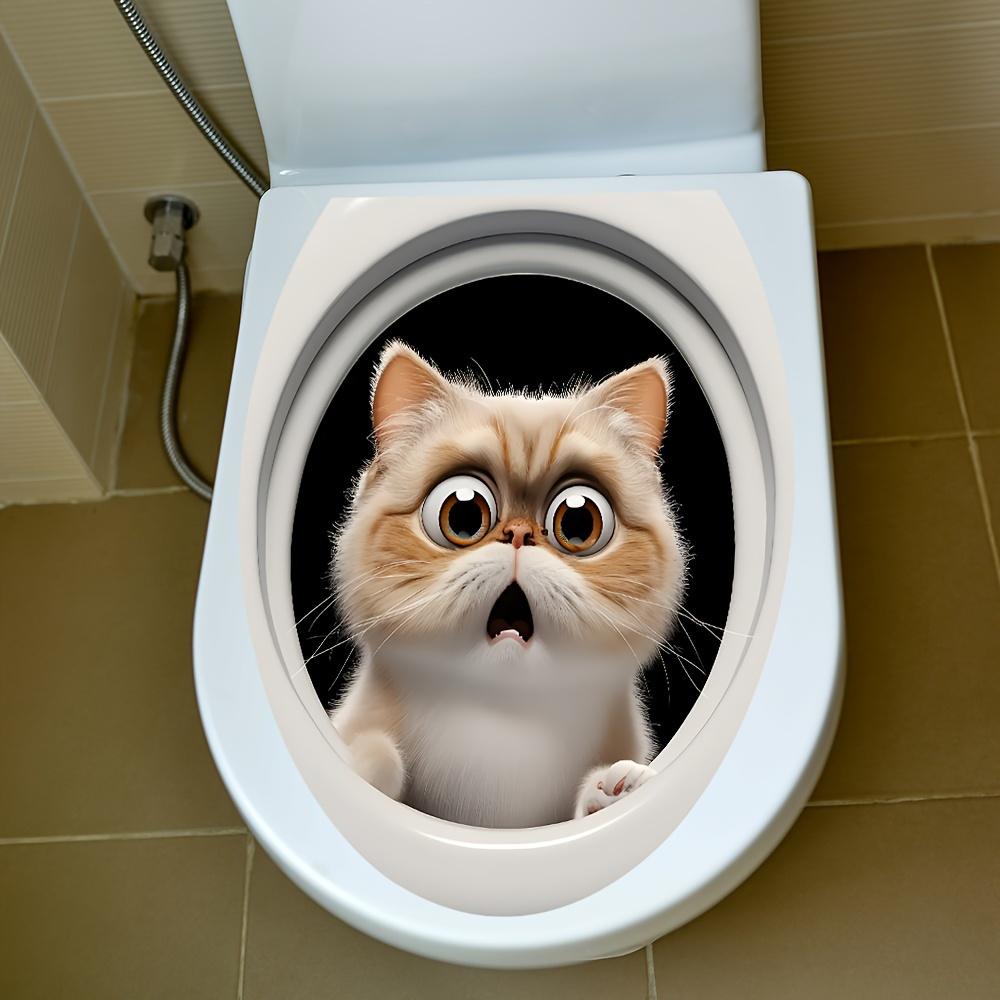 

1pc 3D Cat Toilet Stickers Cute Self-adhesive Toilet Cover Decoration Waterproof Vinyl Decals Animal Washroom Accessorises (as the picture,29x35CM)