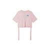 Logo Micro Round Neck Solid Color Short Sleeve T-Shirt Women Tops Pink DM6575-610