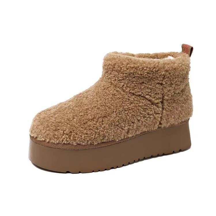 

Women s Large Size Winter Warm Plush Snow Boots Padded Lining Ankle Boots Fur Integral Non-slip Hiking Sports Cotton Boots 40