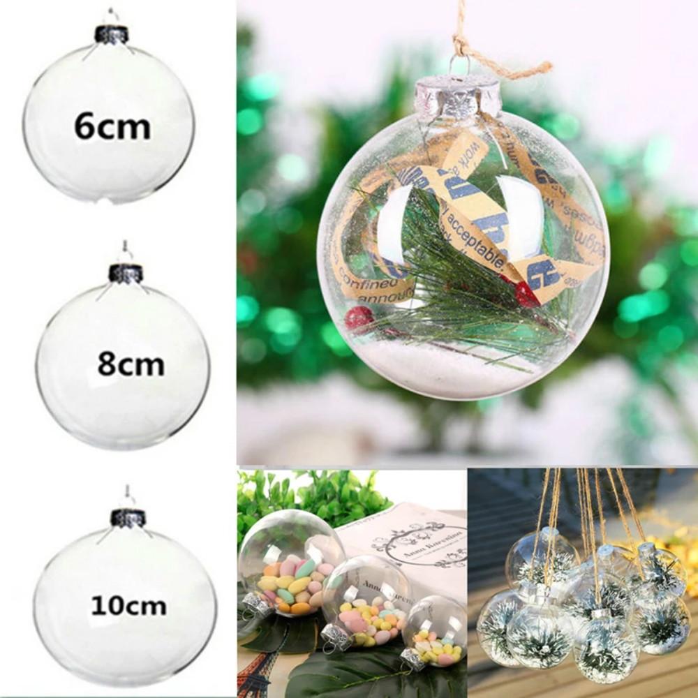 

Clear Refillable Christmas Ball Plastic Baubles Balls Xmas Tree Hanging Decorations 2024 Xmas 2025 New Year Party Ornament 6cm