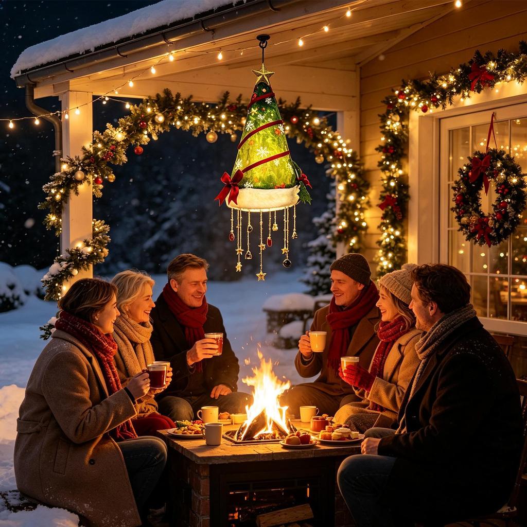 LED Santa Hat Hanging Light Christmas Hat Pendant Lamp Warm light Christmas decoration for porches terraces parties