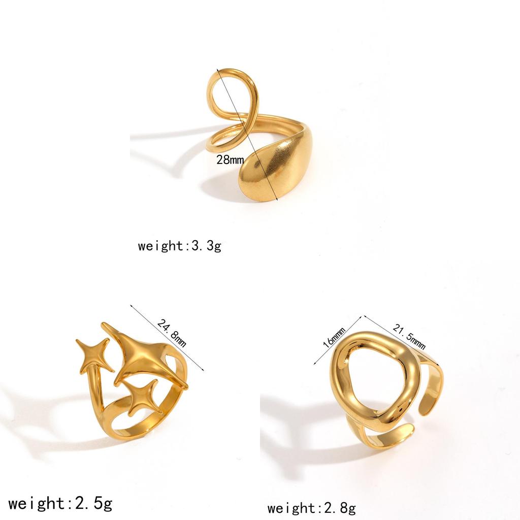 Style Geometric Stainless Steel Ring With 18k Gold Plating For Women And Men