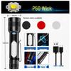 M16 White Laser Zoomable Outdoor Flashlight with Multi-Color Side Light